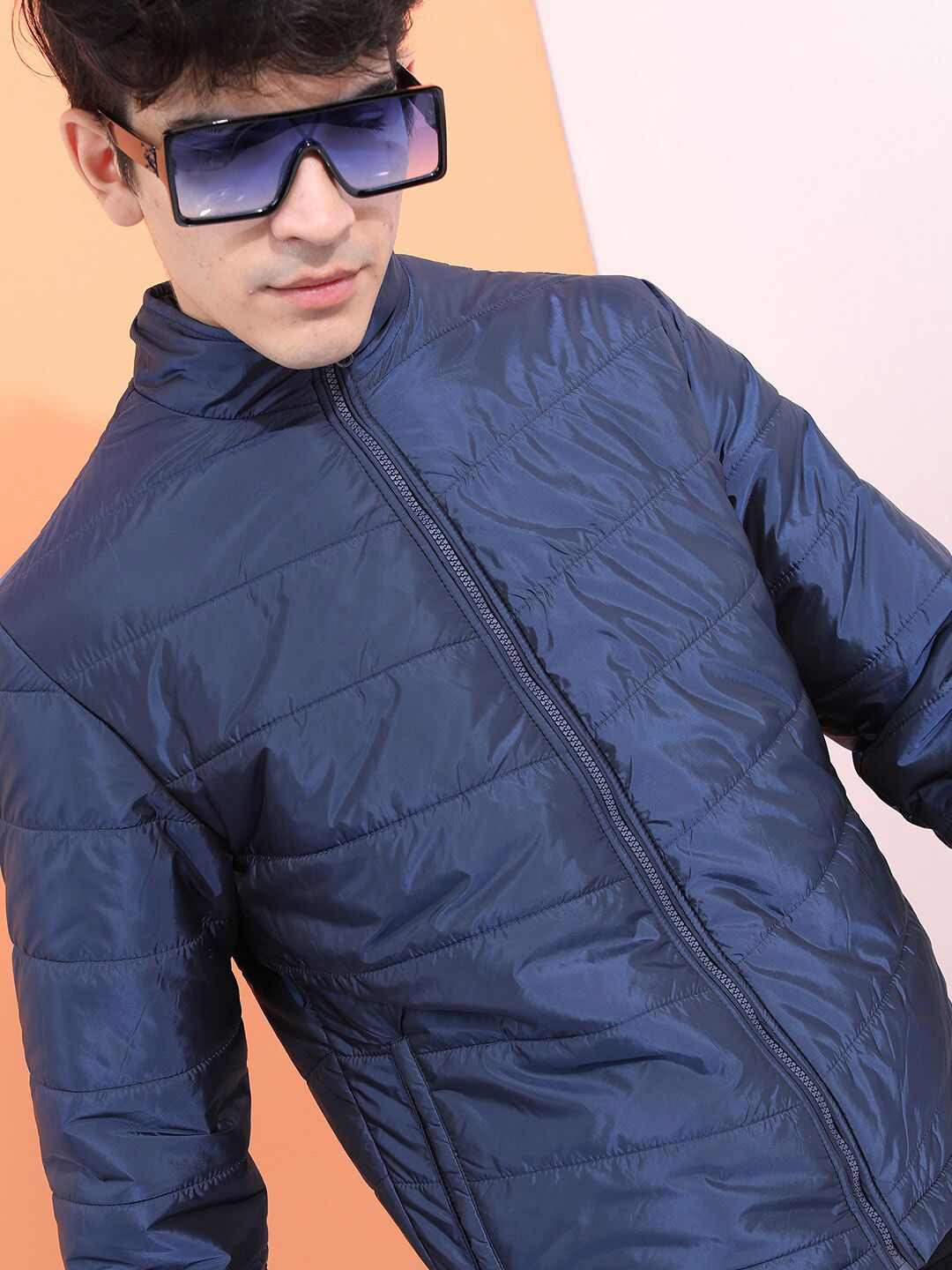 HIGHLANDER Men Navy Blue Padded Jacket