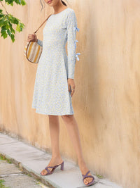 DressBerry Ditsy Florals Ribbon Trim A-Line Dress
