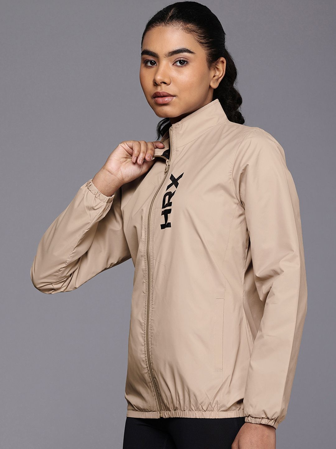 HRX by Hrithik Roshan Mock Collar Rapid-Dry Antimicrobial Running Sporty Jacket