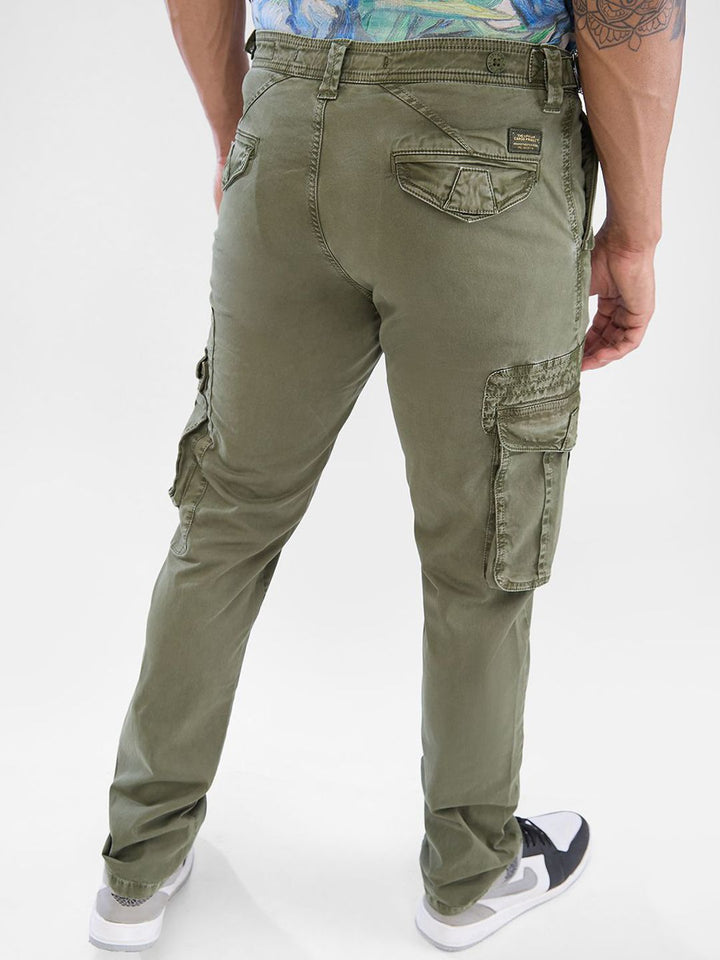 SPYKAR Men Regular-Fit Denim Cargos Trouser