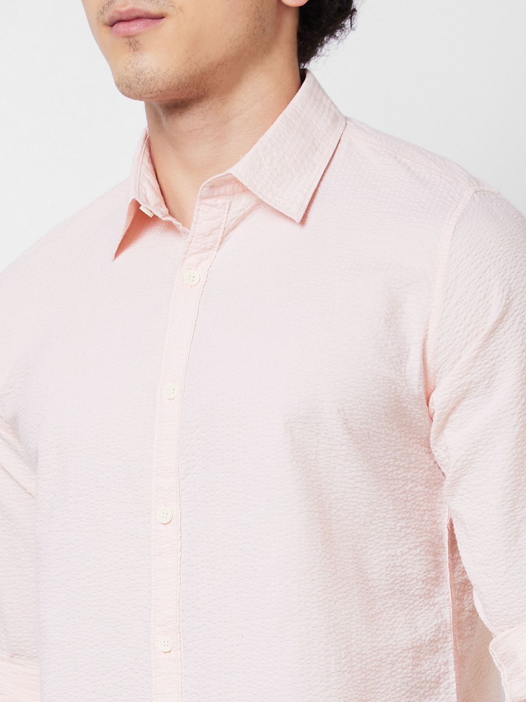 SPYKAR Textured Long Sleeves Cotton Casual Shirt