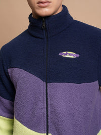 HIGHLANDER Colourblocked Mock Collar Open Front Jacket