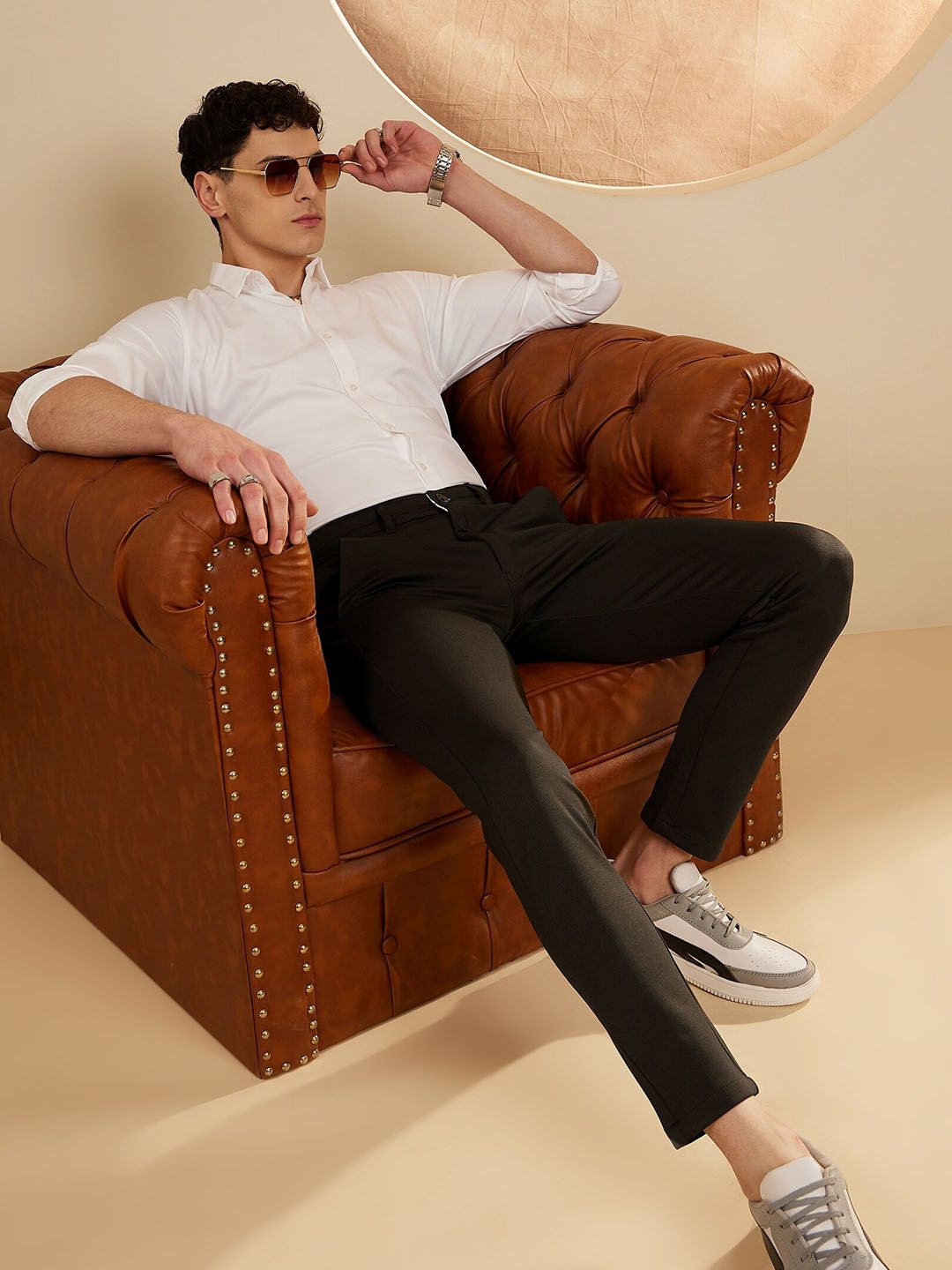 DENNISON Men Smart Tapered Fit Easy Wash 4-Way Lycra Trouser