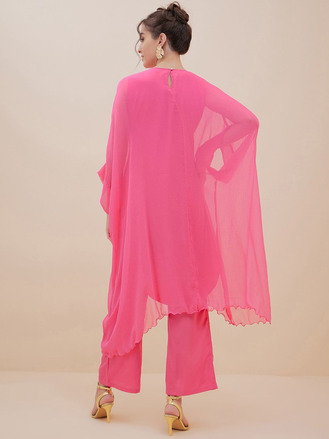Antheaa Embellished Yoke Design Sequinned Top With Trousers