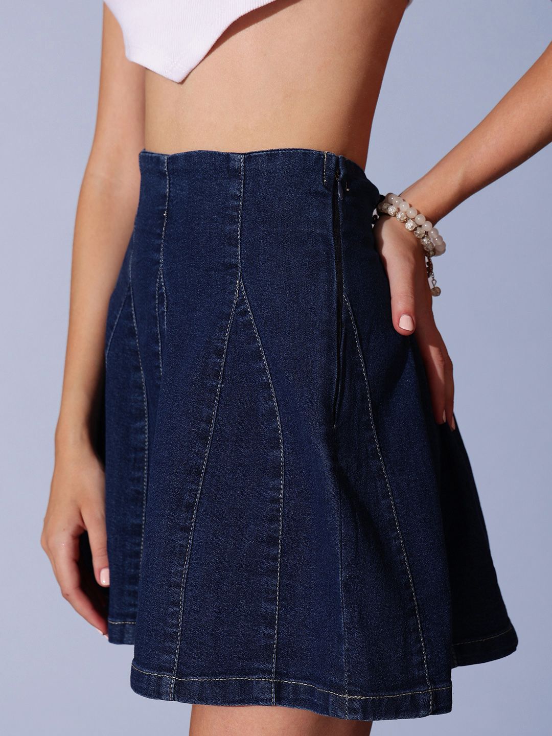 STREET 9 Denim Flared Maxi Skirt