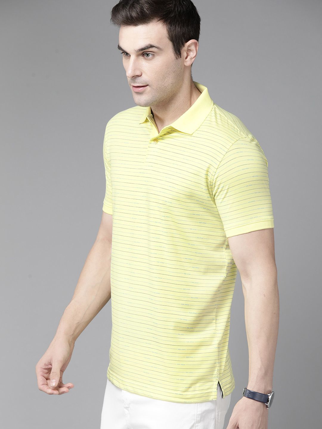 Park Avenue Striped Polo Collar Slim Fit T-shirt