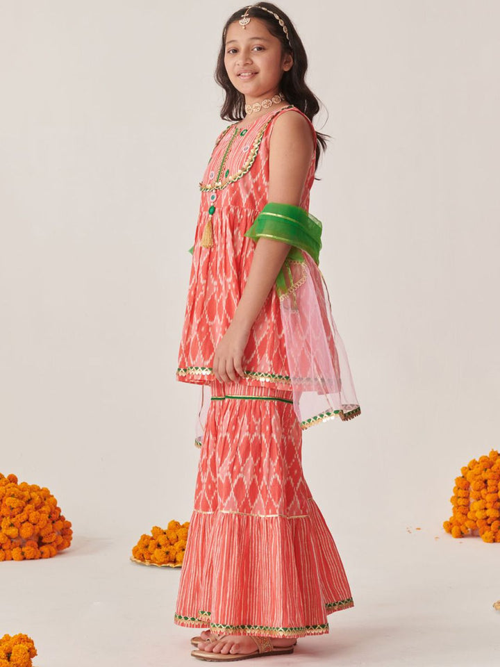 pspeaches Girls Ethnic Motifs Printed Gotta Patti Kurta Sets With Dupatta