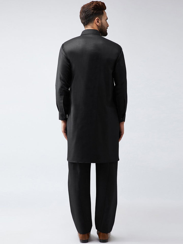 SOJANYA Lelaki Hitam Solid Kurta Lurus
