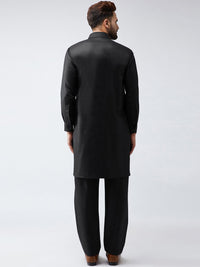 SOJANYA Lelaki Hitam Solid Kurta Lurus