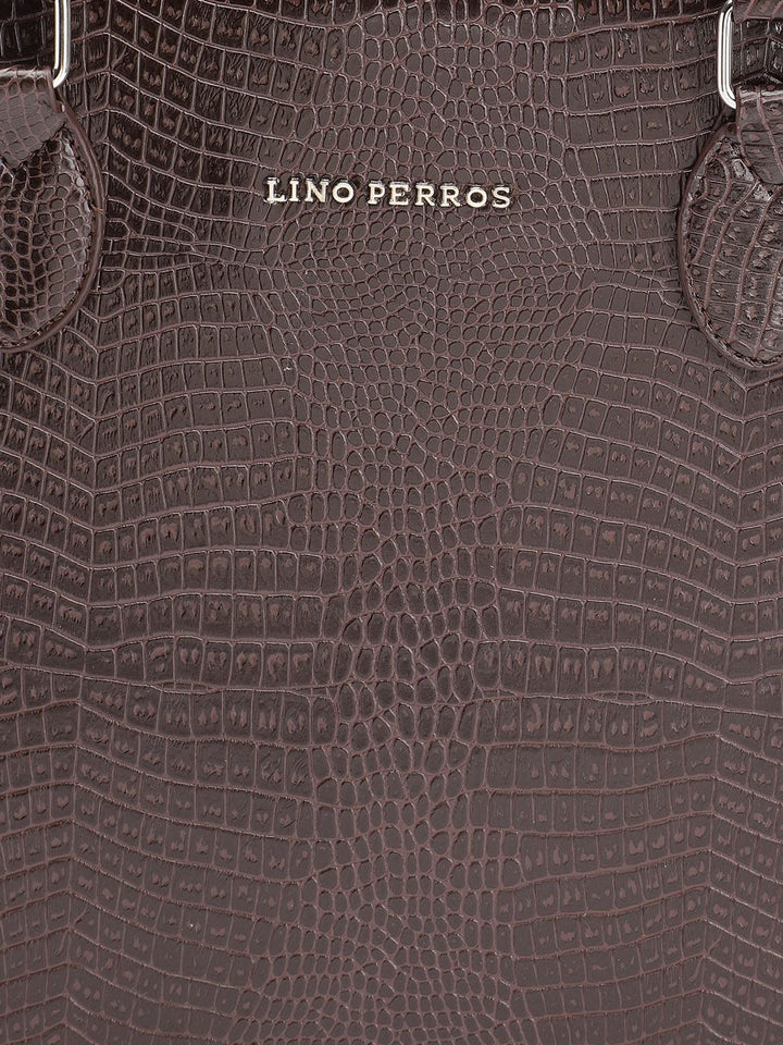 Lino Perros Croc Textured Structured Shoulder Bag