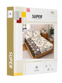 KLOTTHE Beige Floral 300 TC King Bedsheet with 2 Pillow Covers