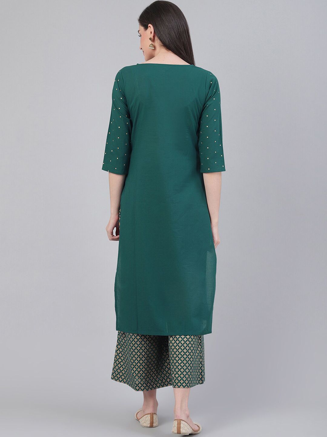 Varanga Women Green Floral Embroidered Kurta with Palazzos