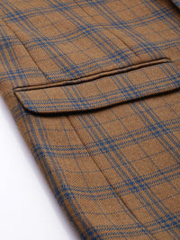 Park Avenue bertenaga Lapel Breasted Single diperiksa Slim Fit Blazer Formal