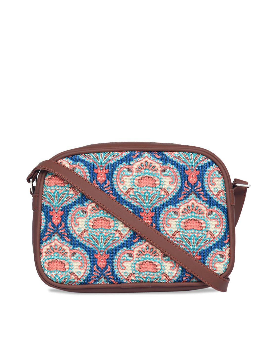 ZOUK Blue Women Ethnic Motifs Printed Structured Sling Bag