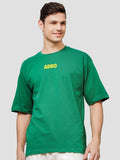 ADRO Lelaki Typography Printed Drop-Shoulder Sleeves Cotton Oversized T-Shirt