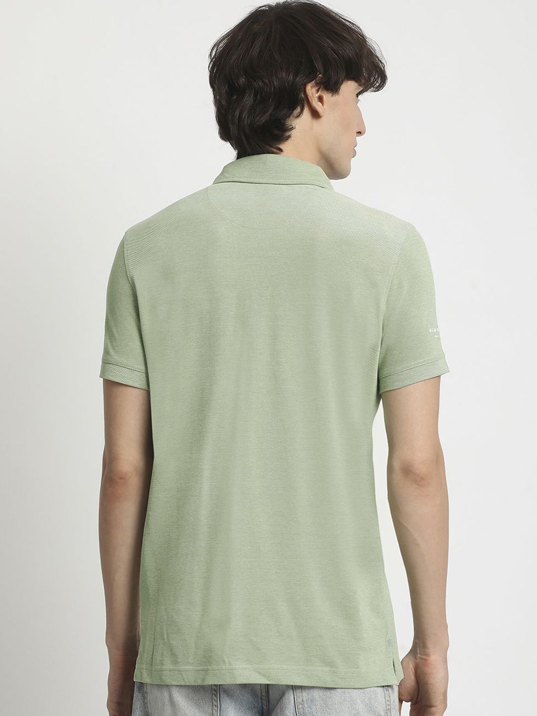 THE BEAR HOUSE Men Polo Collar Regular Fit Pure Cotton Solid T-shirt