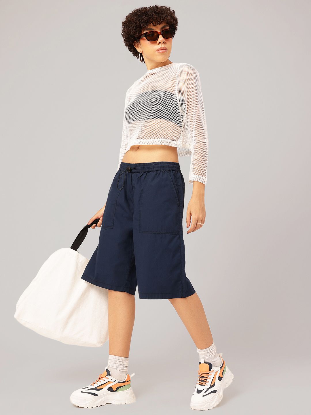 DressBerry Breezy Boxy Bliss Mesh Sensation Cotton Crop Top