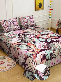 Moda Rapido X KLOTTHE Multicoloured Floral 400 TC King Bedsheet with 2 Pillow Covers
