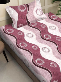 Moda Rapido X KLOTTHE Pink & White Geometric 300 TC Single Bedsheet with 1 Pillow Covers