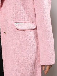 Kampus Sutra Pink Reka Bentuk Diri Diri Bercitar Kolar Longline Longline Coat