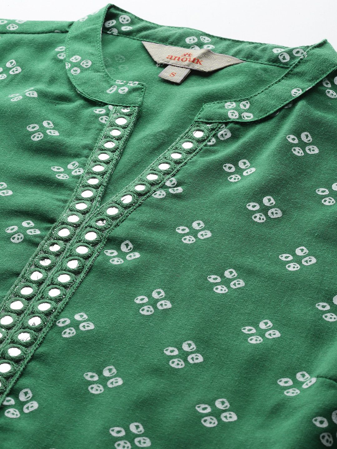Anouk Bandhani Print Mirror Work Kurta