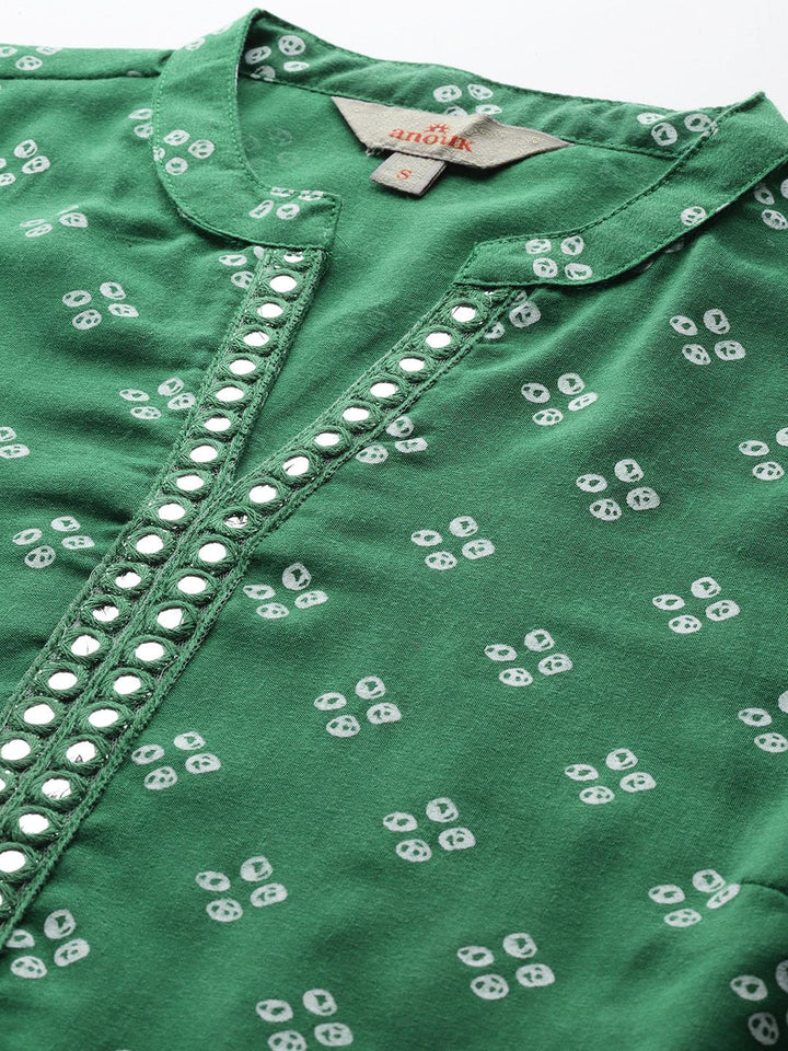 Anouk Bandhani Print Mirror Work Kurta