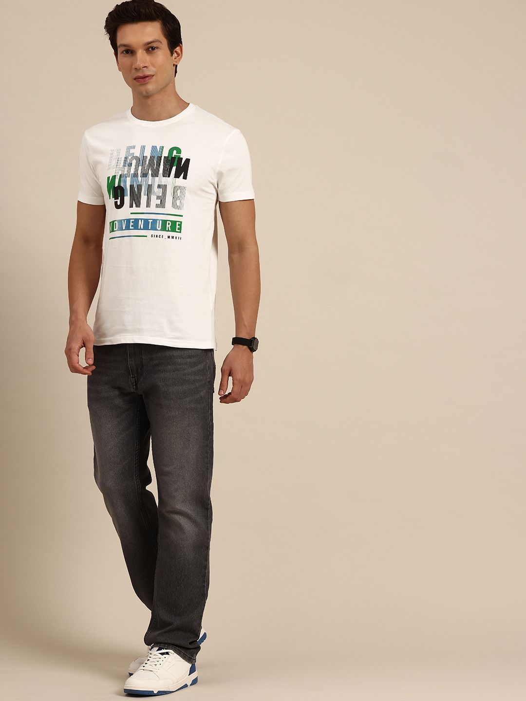 Being Human Pure Cotton Typography Printed Slim Fit T-shirt