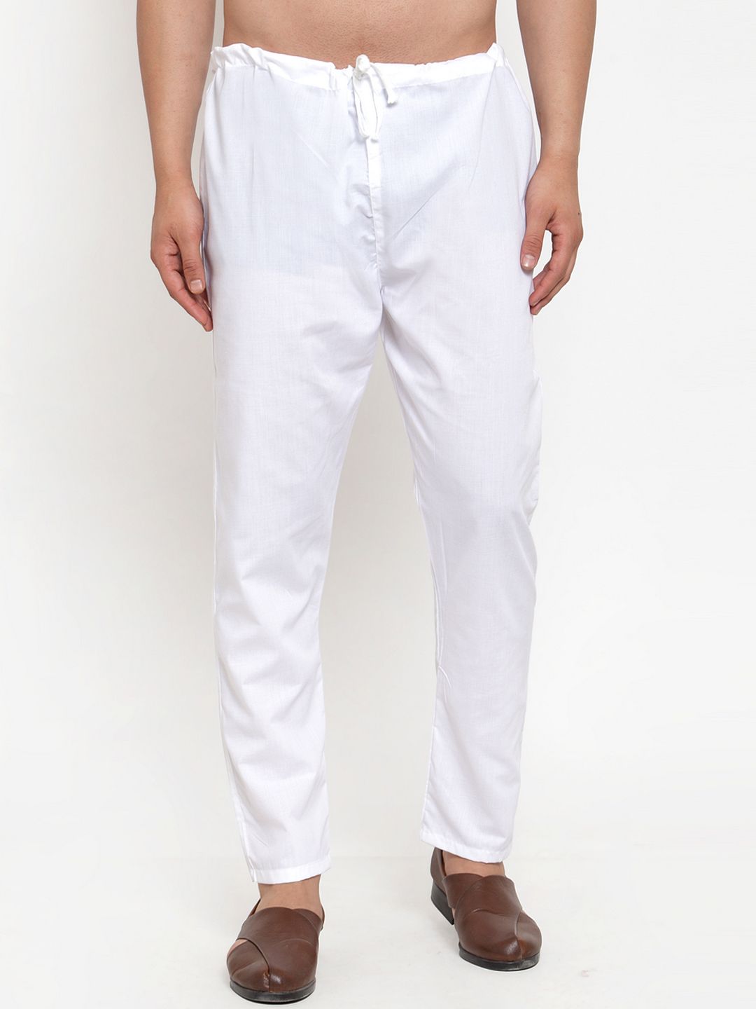 Jompers Men White Solid Pyjamas
