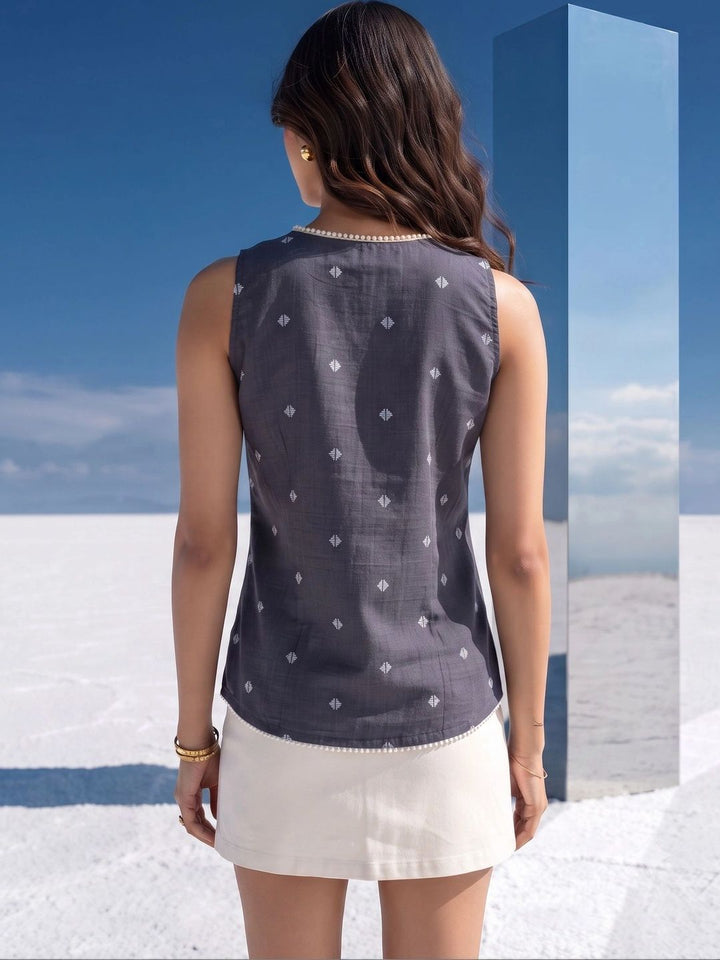 Mamicha Geometric Print Cotton Top