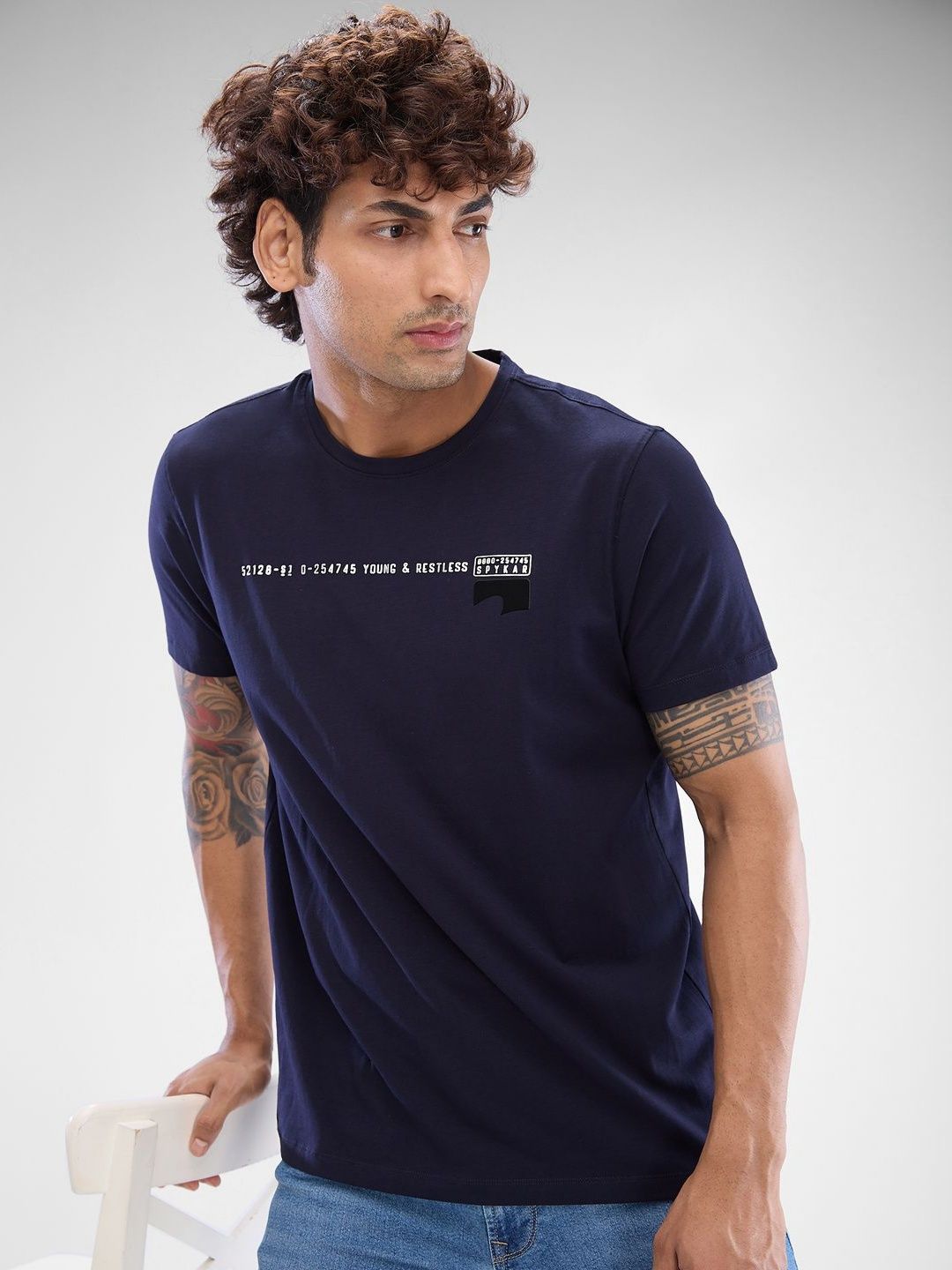 SPYKAR Men Typography Graphic Slim Fit T-shirt