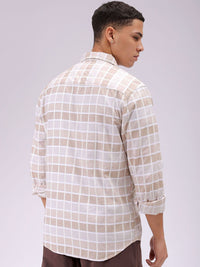 The Indian Garage Co Men Cutaway Collar Checked Cotton Slim Fit Casual Shirt