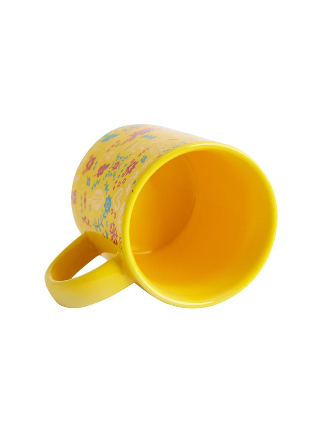 Chumbak Yellow Printed Ceramic Mug