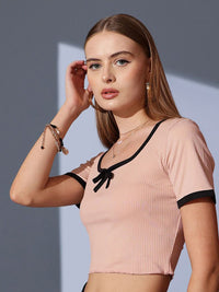 STREET 9 Round Neck Solid Crop Top