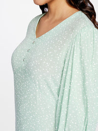 AND Women Green Printed A-Line Dress