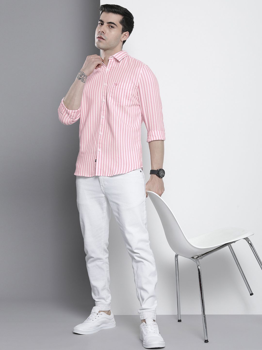 The Indian Garage Co Men Striped Cotton Casual Shirt