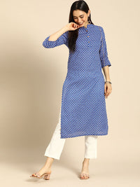 Anouk Women Blue & White Printed Kurta