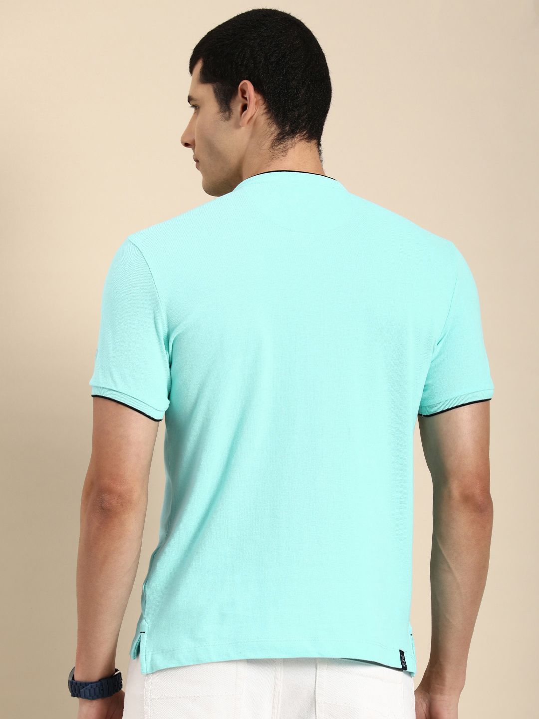 Being Human Men Mandarin Collar Pure Cotton T-shirt