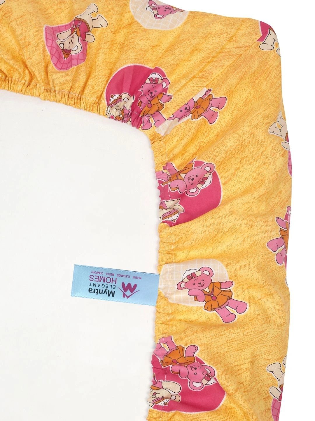 Myntra Elegant Homes Yellow & Pink Printed 400 TC Single Bedsheet & Pillow Cover-2.25x1.5m