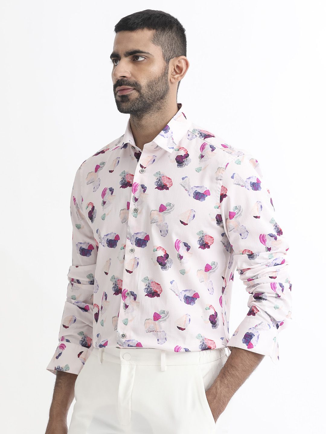 RARE RABBIT Men Pink Standard Slim Fit Printed Casual Shirt