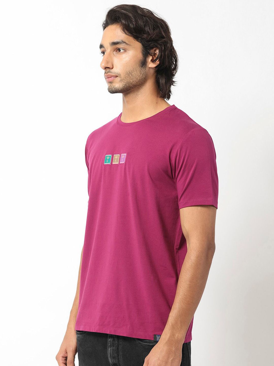 RARE RABBIT Men Palp Cotton Slim Fit T-Shirt
