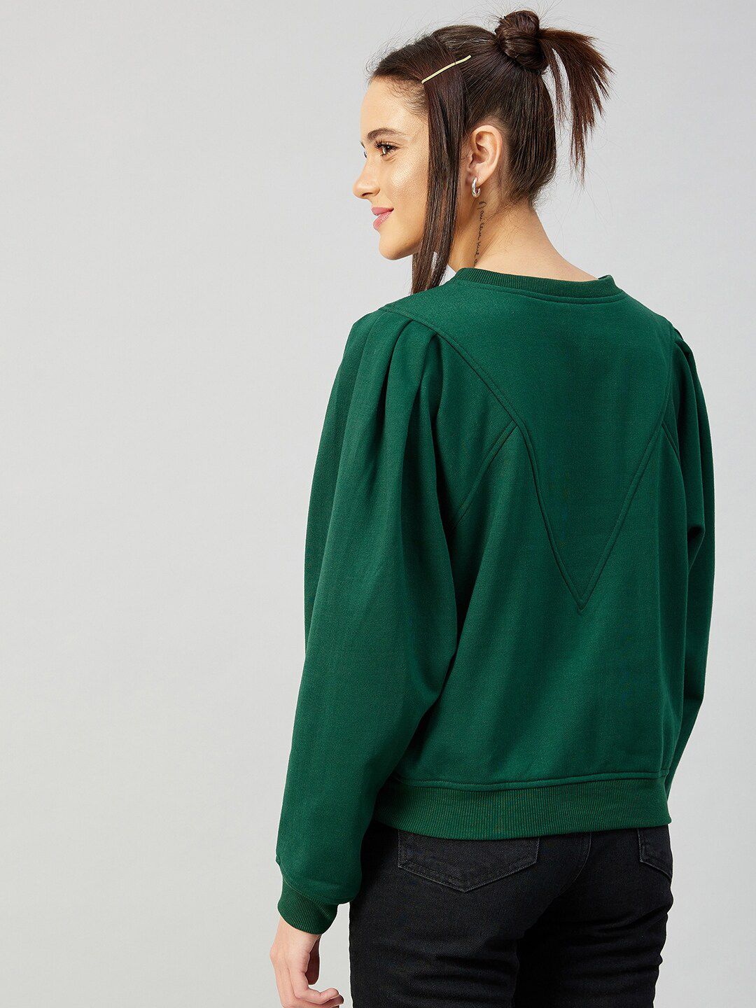 Athena Women Green Fleece Sweatshirt