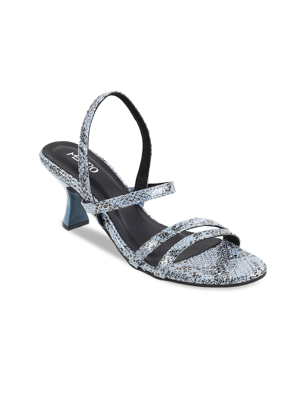Metro Printed Open Toe Block Heels With Backstrap