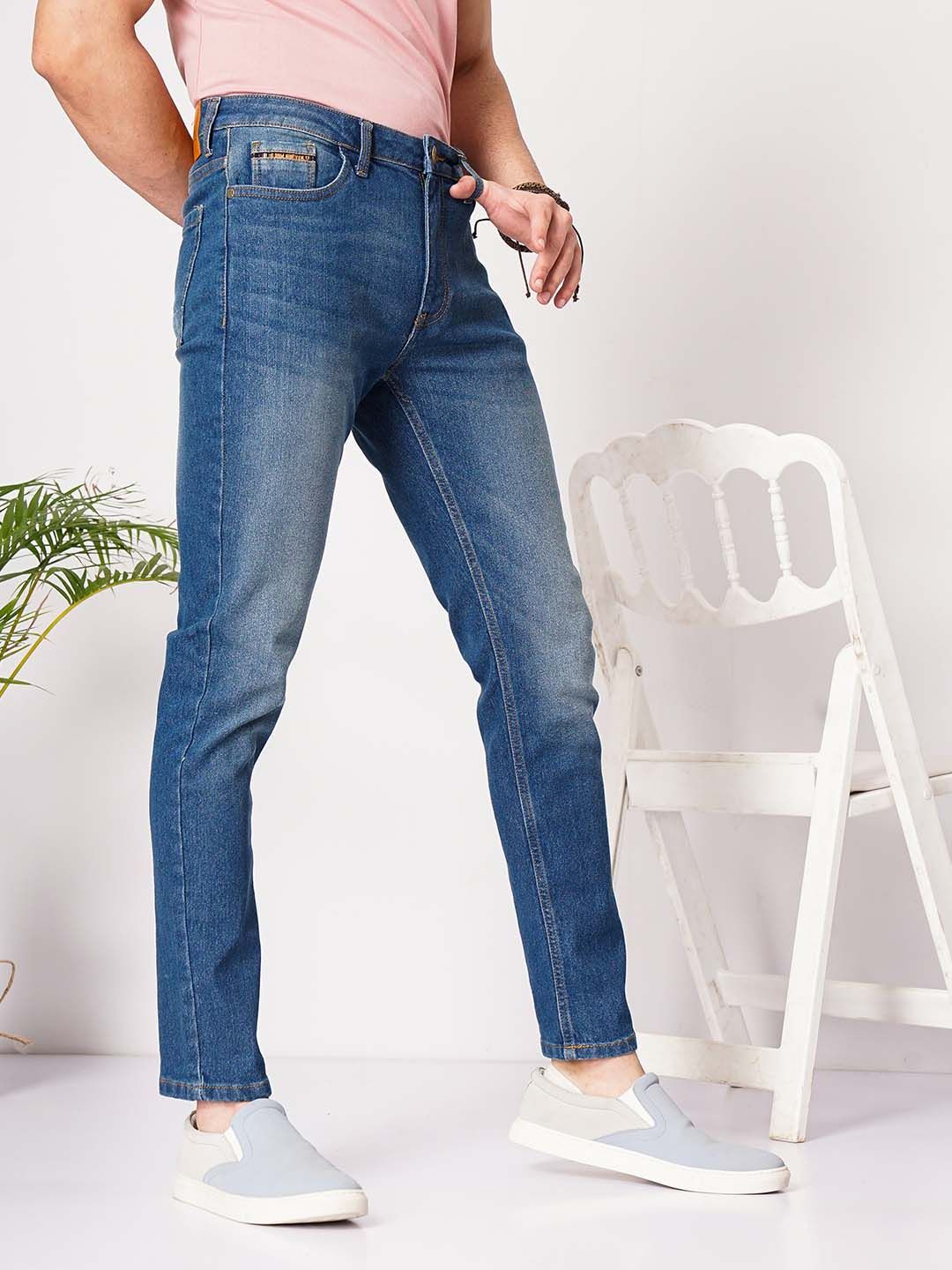 The Indian Garage Co Men Blue Slim Fit Low-Rise Clean Look Stretchable Jeans