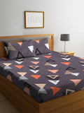 KLOTTHE Purple Geometric Cotton 300 TC King Fine 2 Cadar dengan 4 Sarung Bantal-98 x 85 inci
