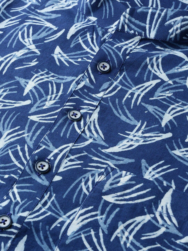 See Designs Indigo Abstract Printed Straight Pure Cotton Kurta with Pyjamas
