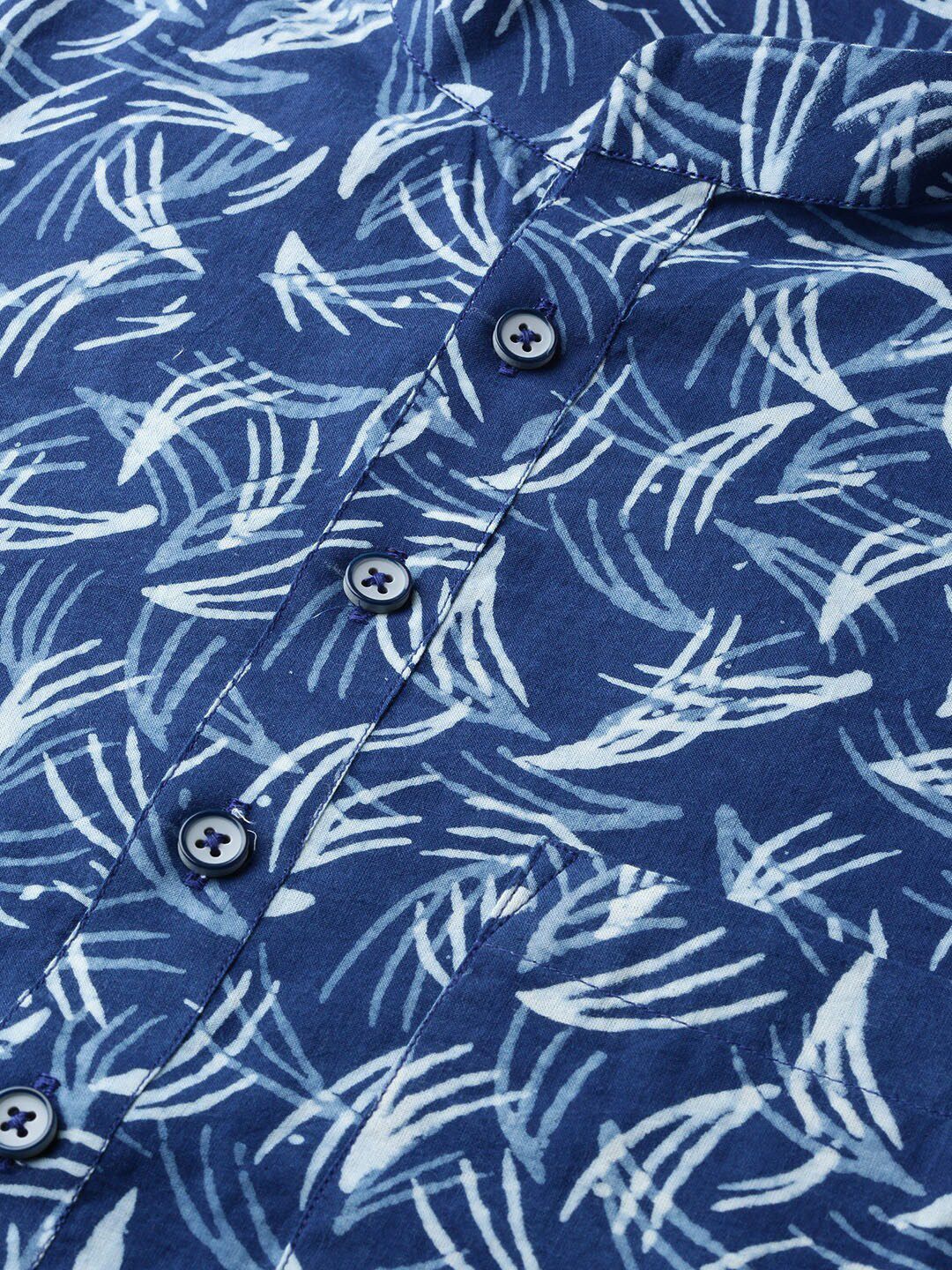 See Designs Indigo Abstract Printed Straight Pure Cotton Kurta with Pyjamas
