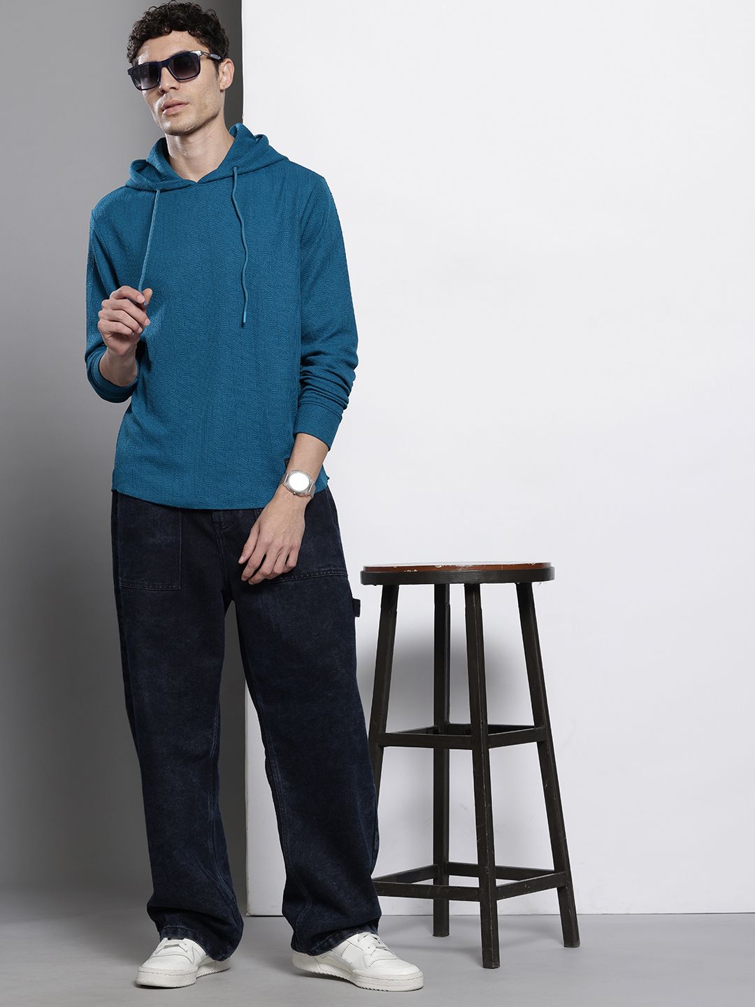 The Indian Garage Co Knitted Hooded Relaxed Fit T-shirt