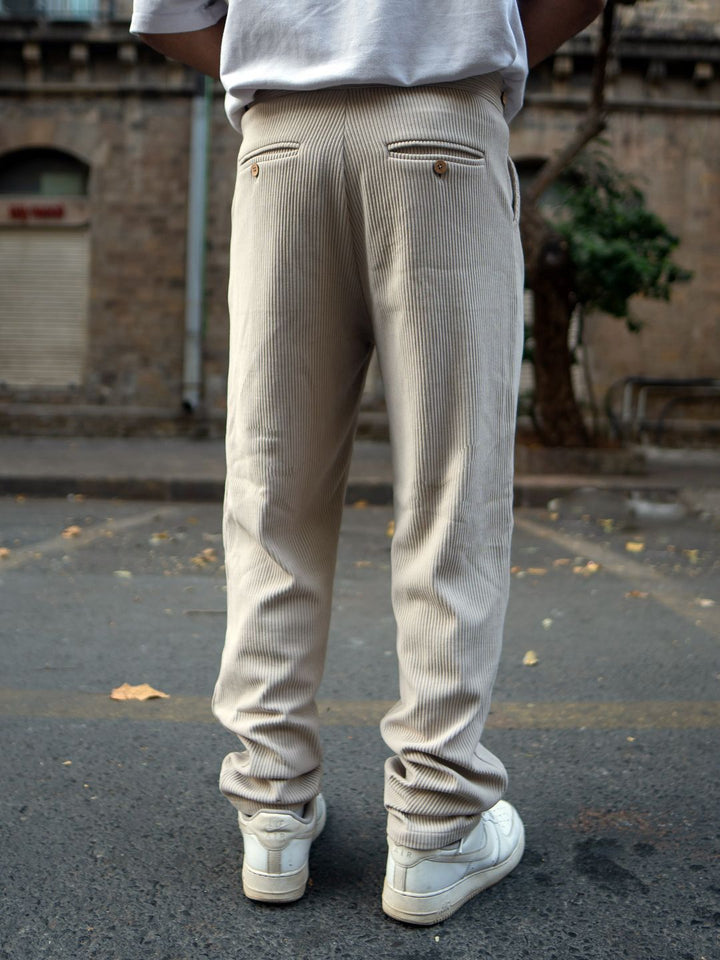 Powerlook Men Striped Regular Fit Corduroy Pant