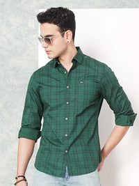 The Indian Garage Co Men Green & Maroon Checked Casual Shirt