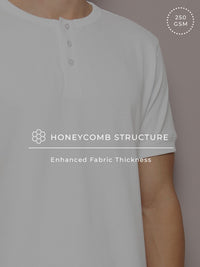 DILLINGER Men Henley Neck Honeycomb Structure T-shirt